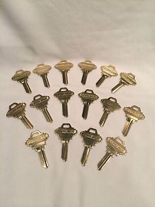 Key blank schlage 35-100c original 5 pin brass lot of 16 uncut c keyway wide bow for sale