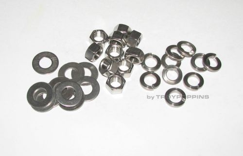 Ss 10-3/8&#034;-24 fine hex nuts &amp; 10-flat-10-lock  3/8&#034; washers stainless steel 18-8 for sale