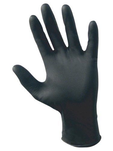 Sas safety 66518 raven powder-free disposable black nitrile 6 mil gloves, large, for sale