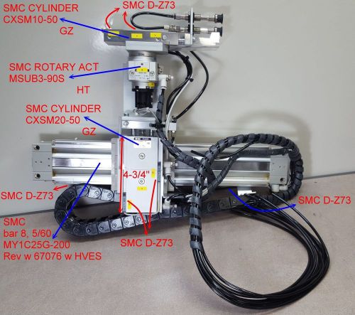 Smc has-200 parts: 14” bar my1c25g-200, smc cxsm20-50, cxsm10-50, rotary actuato for sale