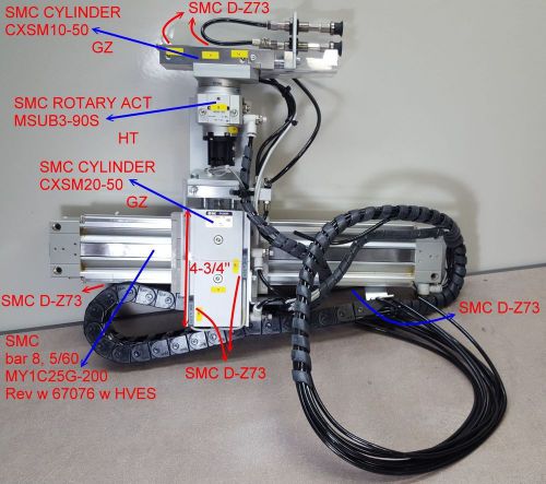 SMC HAS-200 PARTS: 14” BAR MY1C25G-200, SMC CXSM20-50, CXSM10-50, Rotary Actuato