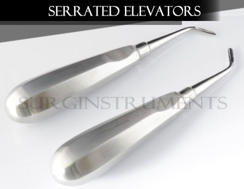 2 PCS RIGHT LEFT DENTAL EXTRACTING EXTRACTION ROOT BARBED EDGE SERRATED ELEVATOR