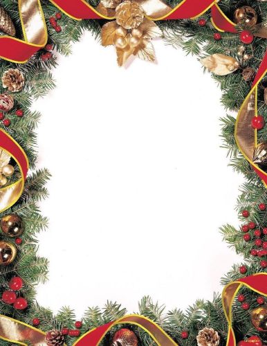Christmas Letterhead Spruce Wreath Gold Foil Inkjet Laser Copy 40 pack