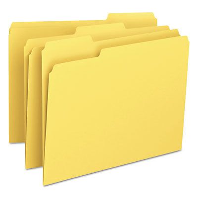 File Folders, 1/3 Cut Top Tab, Letter, Yellow, 100/Box, 1 Box, 100 Each per Box