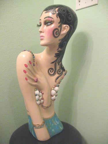 Hand Painted &#034;Mermaid&#034; Mannequin Display by Clara - Decorated &amp; Artist Signed