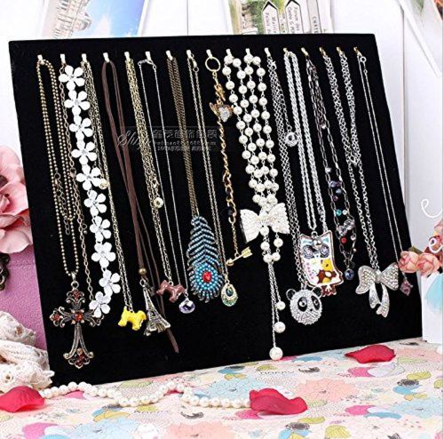 ANBANA  Black Velvet 17 Hook Necklace Jewelry Tray Display Organizer (17 Hook...