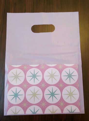 100 Qty Pink FROSTY 9&#034; x 12&#034; Plastic Merchandise FROSTED Bags w/ Die Cut Handles