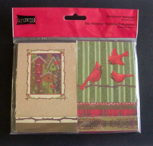 Studio 18 - Pack of 2 Matchbook Notepads - Red Cardinals Design - 8x12 cm - NEW