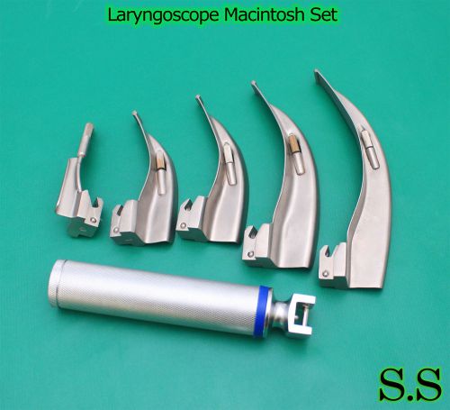 Mac Laryngoscope set 5 blade # 0 1 2 3 4 + 1 Handle emt