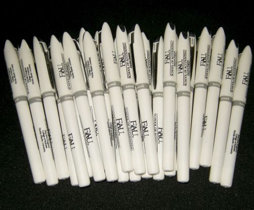 Lot of 25 Uni-Ball Grip Black Ink 0.7mm Pt Capped Rollerball Pens w/ Promo Logos
