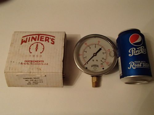 Winters 1953 15 psi large face liquid filled pressure gauge, Steampunk