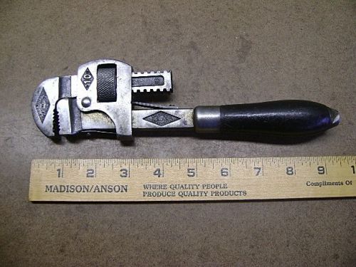 Vintage Stillson Walworth 10&#034; Pipe Wrench Monkey Wrench Wood Handle Boston, MA