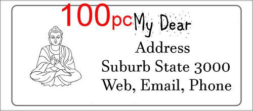 100 Personalised return address label buddha custom mailing sticker 56x25mm