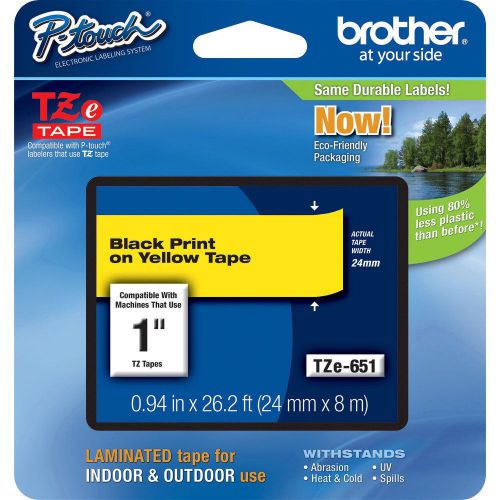 GENUINE Brother TZe651 TZ651 Blk/Ylw P-Touch Tape