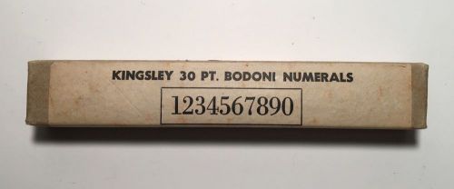 Kingsley Machine Type Set 30pt. Bodoni Numerals