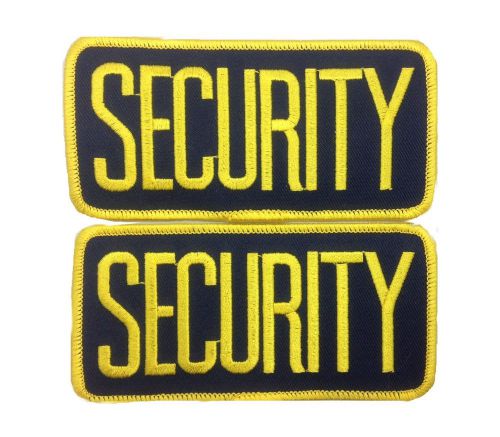 2 SMALL SECURITY PATCHES/ BADGE EMBLEM  4 1/4 inches x 2 inches GOLD / NAVY