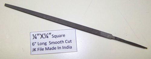 NOS 6&#034; JK Files 1/4&#034;X1/4&#034; Square File Smooth Cut Made in India