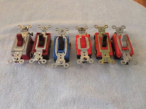 LOT OF 6 - P&amp;S / LIVITON / GE / HUBBELL 20A 120V-277VAC-  TOGGLE SWITCHES