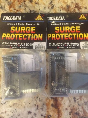 DITEK DTK-2MHLP24BWB  2-PR,24V, MODULAR ALARM PANEL PROTECTOR &amp; BASE ( LOT of 2)