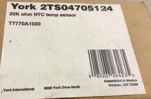 York 2TS04705124 20K Ohm Ntc Temp Sensor T7770A1030 (Lot P185W)