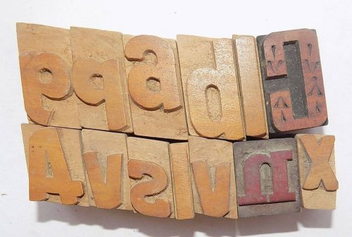 Letterpress Letter Wood Type Printers Block &#034;Lot Of 13&#034; Typography #bc-1146