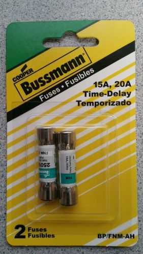 2 Pack Cooper Bussmann 15A+20A Time Delay Supplemental Fuses BP/FNM-AH