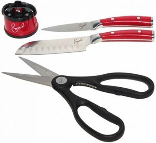 Emeril 2 piece forged cutlery chef set with sharpener 3.5 paring knife 5 + for sale