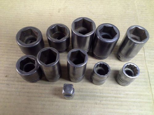 Snap on tools 3/4 drive socket &amp; adaptor set. 11 pieces, 1 7/16 to 1 5/16 for sale