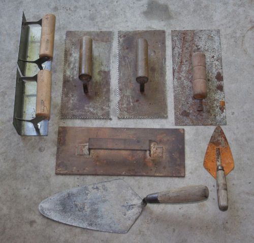 USED CONCRETE FINISHING HAND TOOLS LOT 8 TROWELS OFFERED AS SHOWN