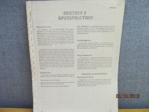 TEKTRONIX 147/R147 NTSC Test SG Specification/Operating Sects 1 &amp; 2 Instructions