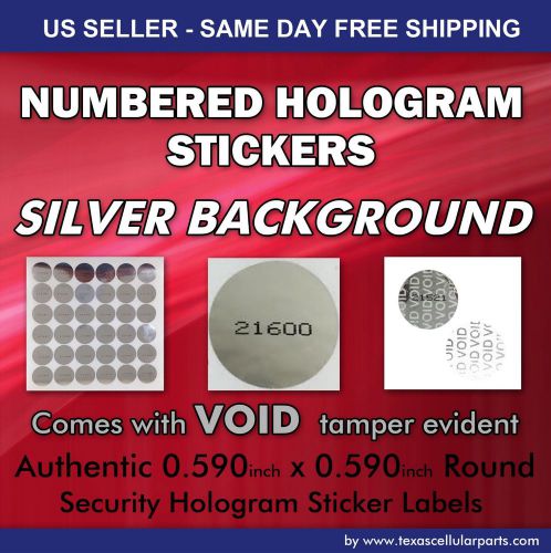 100 void if removed .0590&#034; x 0.590&#034; round numbered security hologram lables for sale