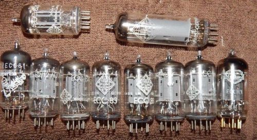 10 PIECES TELEFUNKEN ECC83 / ECC82 &amp; MULLARD GOLD PIN 12AX7 12AT7 AMPEREX TUBES