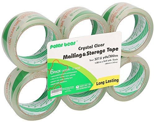 Polar bear? crystal clear mailing &amp; storage tape, 1.89&#034; x 54.6yards, 3&#034;core, 6 for sale