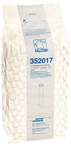 B &amp; d bd 352017 falcon polystyrene round bottom centrifuge test tube, 17mm for sale