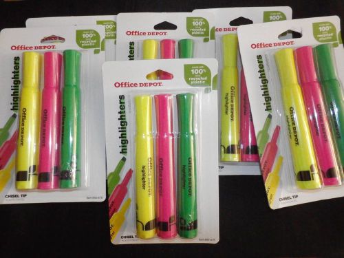 &#034;6&#034; packs of &#034;3&#034; highlighters. pink, green and yellow! office supply wholesale for sale