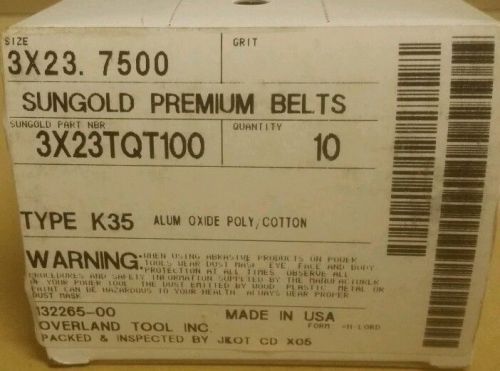 SUNGOLD sanding belts 3 x 23.75 Premium100grit box of 10 belts