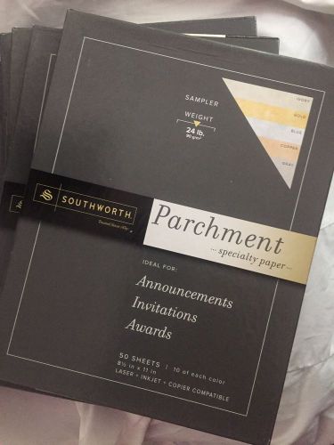LOT OF 5 PACKS Southworth Parchment Paper SAMPLER 50 Sheets ea, 10 each color