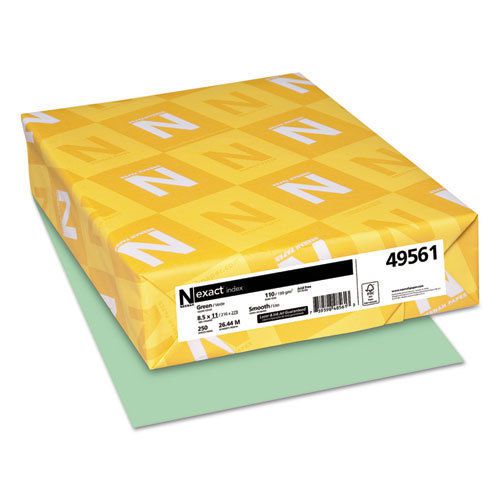 Exact index card stock, 110lb, 8 1/2 x 11, green, 250 sheets for sale