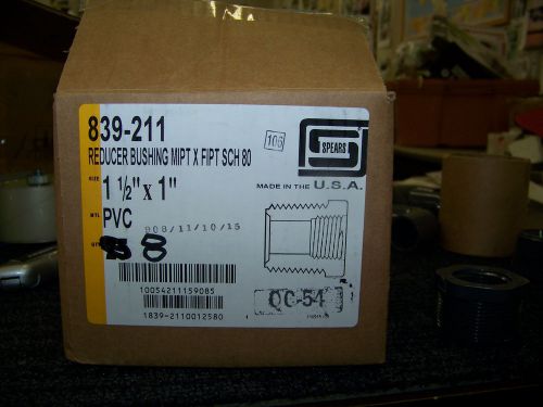 Spears reducer bushing pvc mpt x fipt schedule 80 1 1/2&#034; x 1&#034; 8 ea. 839-211 new for sale