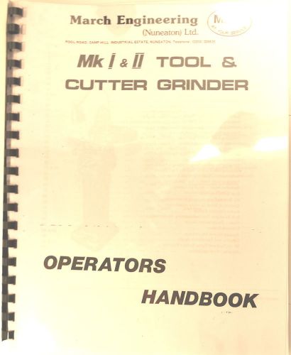 Clarkson osborn  mk i &amp; ii tool &amp; cutter grinder: operators  handbook manual for sale