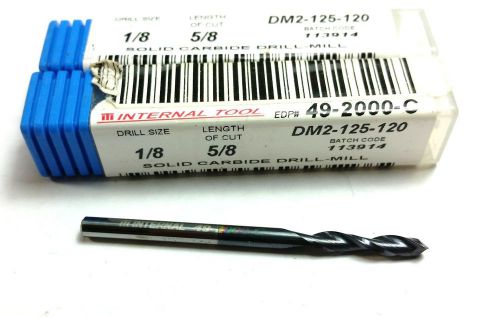 (Lot of 2) Internal Tool 1/8&#034; Carbide 120 Degree TiALN 2 Flute Drill Mill (P 862