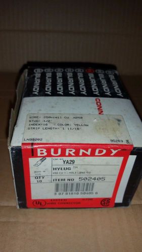 BURNDY YA29 N250 250 kcmil Yellow Die 1/2&#034; Copper Compression Lug **box of 10