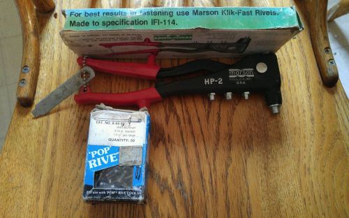 MARSON CORP.HP-2 KLIK FAST HEAVY DUTY RIVETER MADE IN USA + rivers and wrench