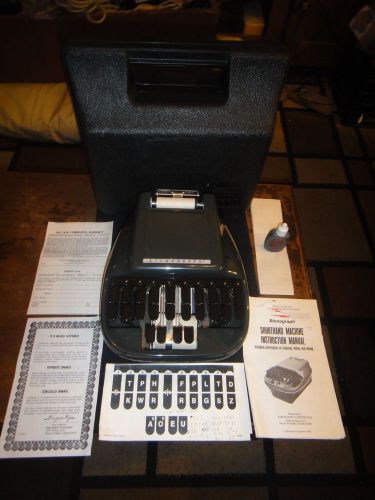 Vintage Stenograph Reporter Model Short Hand Machine w/ Hard Plastic Case &amp; Inst