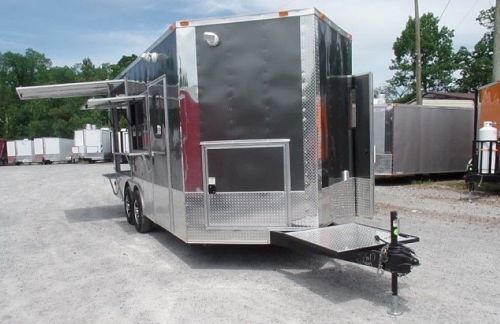 Concession trailer 8.5 x 18 charcoal grey pizza event catering for sale