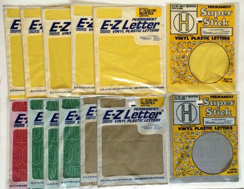 2&#034; Permanent Self Adhesive Vinyl Letters Numbers 13 Packs Lot Yellow Green Gold