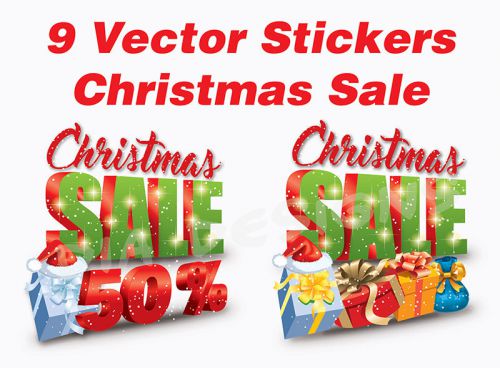 Christmas Sale Promotional Stickers Labels Vector Pack Vol.3 PRINT READY