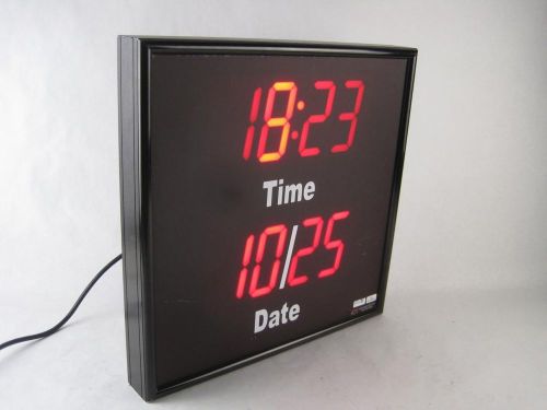 BRG Precision 180041 Calendar Date Time Display Bright RED LED Wall Mount Clock