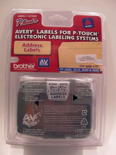 Brother avery av2067 p-touch address label cassette pt-2600 2610 3600 9600 for sale