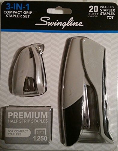 Swingline 3-in-1 Compact Grip Stapler Set (Gray)